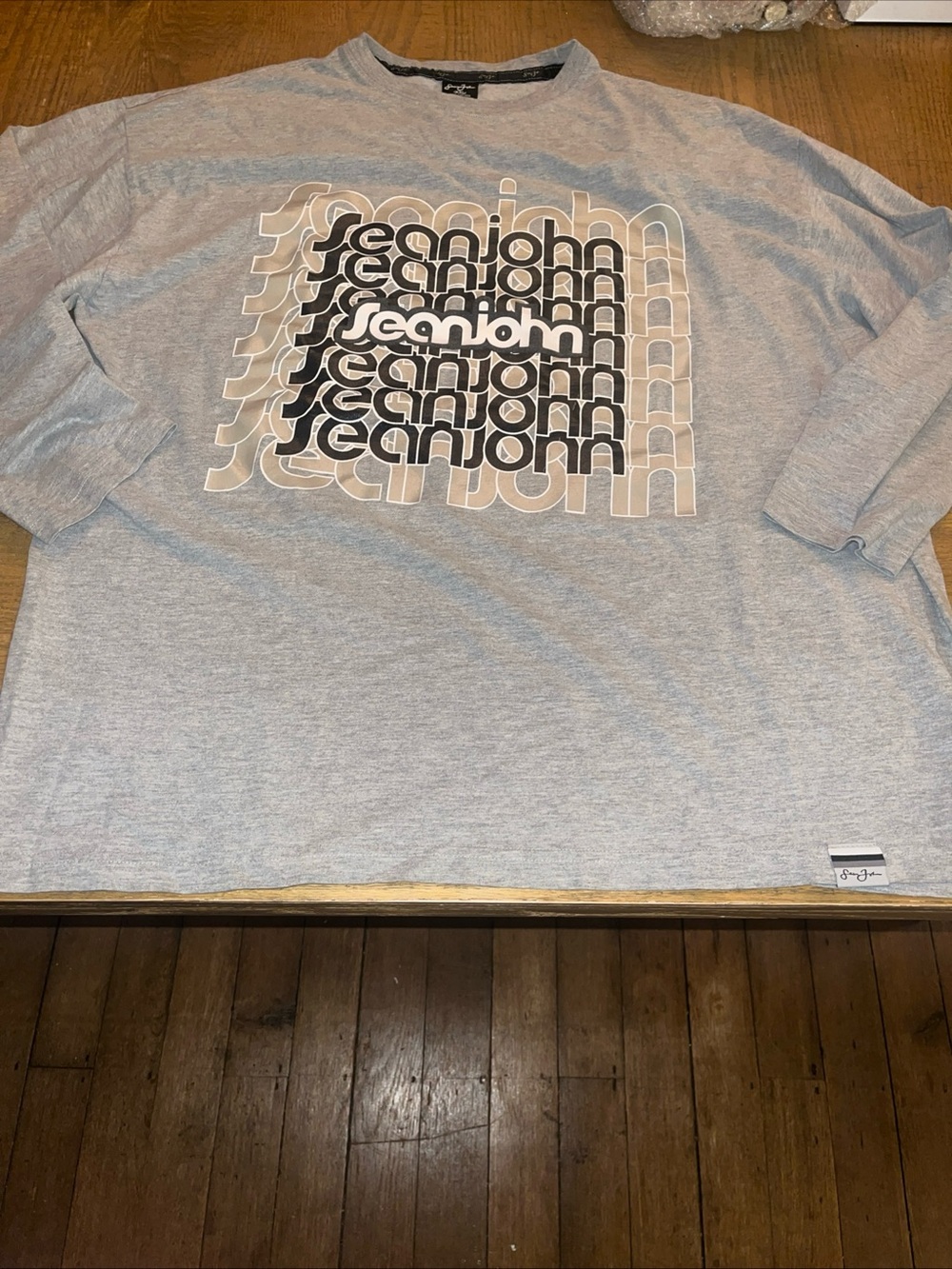 Sean John Shirt Mens 2XL XXL Gray Crewneck Long Sleeve